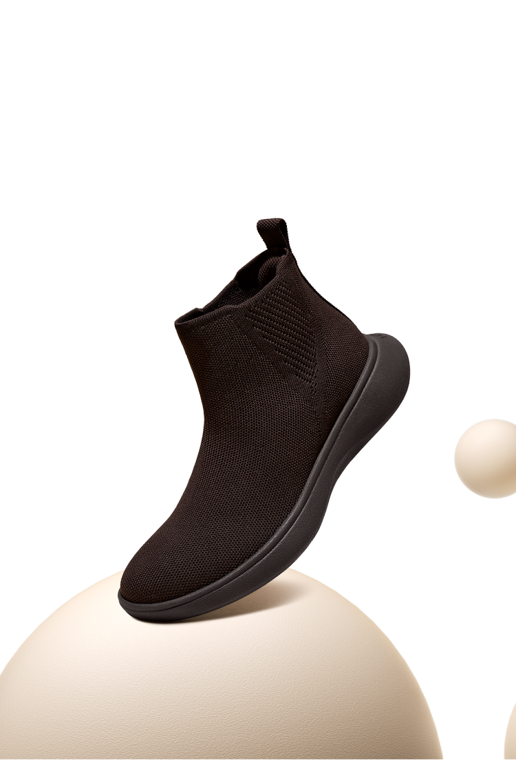 Round-Toe Slip-On Sneaker Boots (Urban Boots), SOLID BLACK, EU42.5